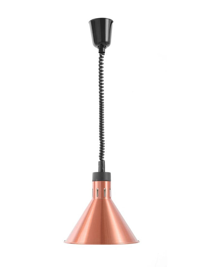 HENDI Höhenverstellbare Wärmelampe – konisch – Kupfer – 230 V / 375 W – Ø 275 × H 250 mm – Produktansicht