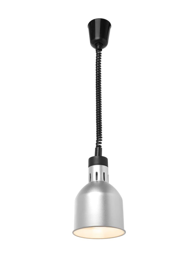HENDI Höhenverstellbare Wärmelampe – zylinderförmig – Silber – 230 V / 375 W – Ø 175 × H 250 mm – Produktansicht