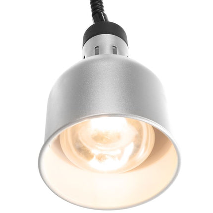 HENDI Höhenverstellbare Wärmelampe – zylinderförmig – Silber – 230 V / 375 W – Ø 175 × H 250 mm – Detailansicht