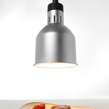 HENDI Höhenverstellbare Wärmelampe – zylinderförmig – Silber – 230 V / 375 W – Ø 175 × H 250 mm – weitere Produktansicht