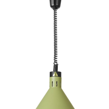 HENDI Höhenverstellbare Wärmelampe –  konisch – 230 V / 375 W – Grün – Ø 275 × H 250 mm – Produktansicht