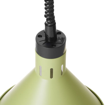 HENDI Höhenverstellbare Wärmelampe –  konisch – 230 V / 375 W – Grün – Ø 275 × H 250 mm – Detailansicht