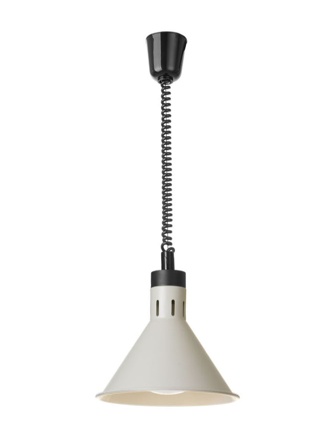 HENDI Höhenverstellbare Wärmelampe –  konisch – 230 V / 375 W – Weiß – Ø 275 × H 250 mm – Produktansicht