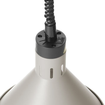 HENDI Höhenverstellbare Wärmelampe –  konisch – 230 V / 375 W – Weiß – Ø 275 × H 250 mm – Detailansicht