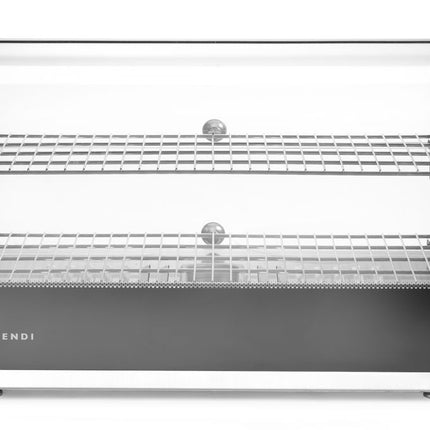 HENDI Warmhaltevitrine doppelt – doppelt – Schwarz – 230 V / 800 W – 554 × 376 × 376 mm – Produktansicht