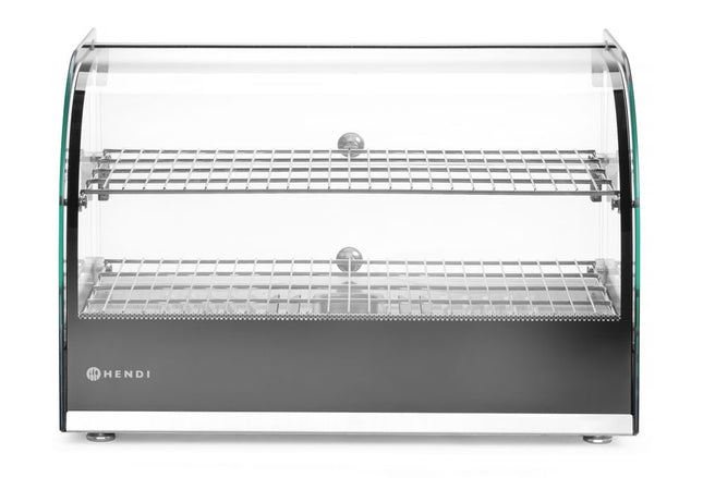 HENDI Warmhaltevitrine doppelt – doppelt – Schwarz – 230 V / 800 W – 554 × 376 × 376 mm – Produktansicht