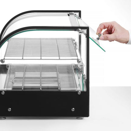 HENDI Warmhaltevitrine doppelt – doppelt – Schwarz – 230 V / 800 W – 554 × 376 × 376 mm – weitere Produktansicht