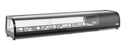 Arktic Sushi-Vitrine – GN 1 / 2 – 230 V / 190 W – Schwarz – 420 × 1800 × H 265 mm – Detailansicht 2