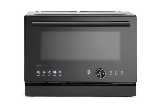 HENDI Mikrowelle –  Multifunktionsgerät 4-in-1 –  2350 W –  24 – 7 L – 230 V / 2350 W – Schwarz – 462 × 492 × H 338 mm  – Produktansicht