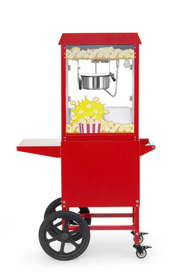 HENDI Popcorn-Maschine mit Fahrgestell – 230 V / 1155 W – Rot – 940 × 510 × H 1553 mm – Produktansicht