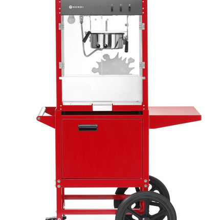 HENDI Popcorn-Maschine mit Fahrgestell – 230 V / 1155 W – Rot – 940 × 510 × H 1553 mm – Detailansicht