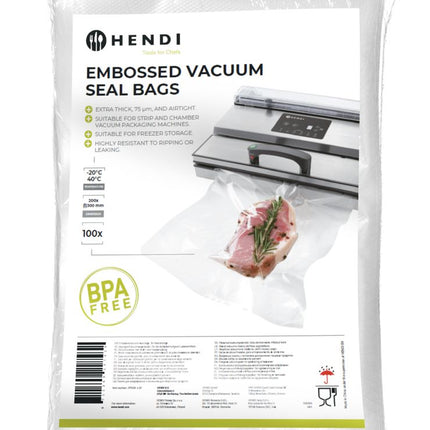 HENDI Geprägte Vakuumversiegelungsbeutel – 200 × 300 mm – 100 Stück – Produktansicht