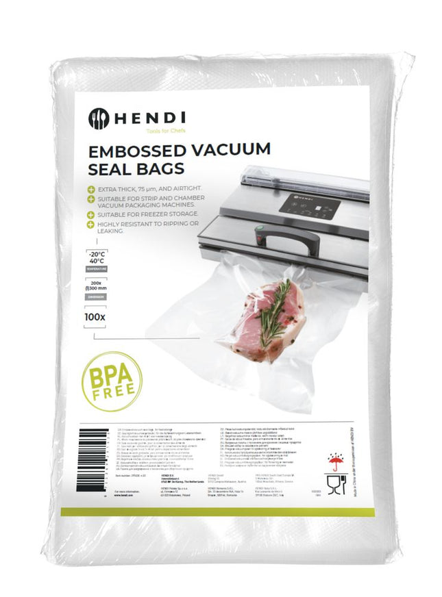 HENDI Geprägte Vakuumversiegelungsbeutel – 200 × 300 mm – 100 Stück – Produktansicht