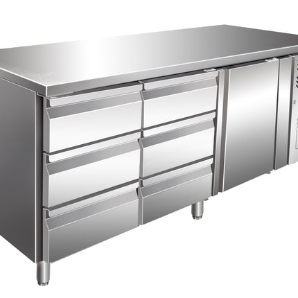 Saro Kühltisch mit 1 Tür und 2x 3er Schubladenset Modell KYLJA 3150 TN 188 L