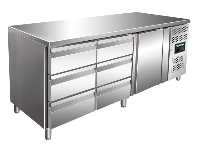 Saro Kühltisch mit 1 Tür und 2x 3er Schubladenset Modell KYLJA 3150 TN 188 L
