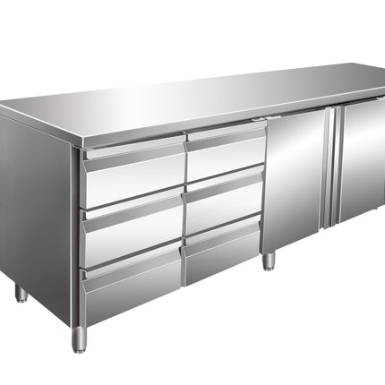 Saro Kühltisch mit 2 Türen und 2x 3er Schubladenset Modell KYLJA 4150 TN 273 L