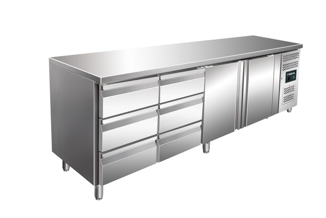 Saro Kühltisch mit 2 Türen und 2x 3er Schubladenset Modell KYLJA 4150 TN 273 L