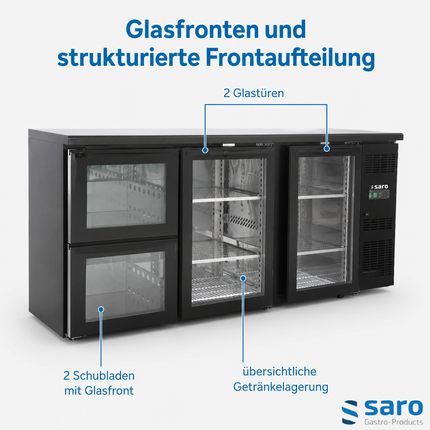 Saro Barkühler mit 2 Glastüren und 2 Schubladen BC 3100 G S2 - Produktinformationen und Vorteile 1