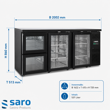 Saro Barkühler mit 2 Glastüren und 2 Schubladen BC 3100 G S2 - Produktinformationen und Vorteile 4