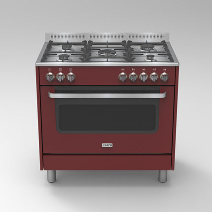 Saro Multifunktionsherd Gas/Elektro Modell TS95C61LVI bordeaux 2.7 kW - Produktansicht