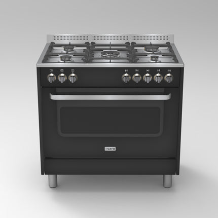 Saro Multifunktionsherd Gas/Elektro Modell TS95C61LNE schwarz 2.7 kW - Produktansicht
