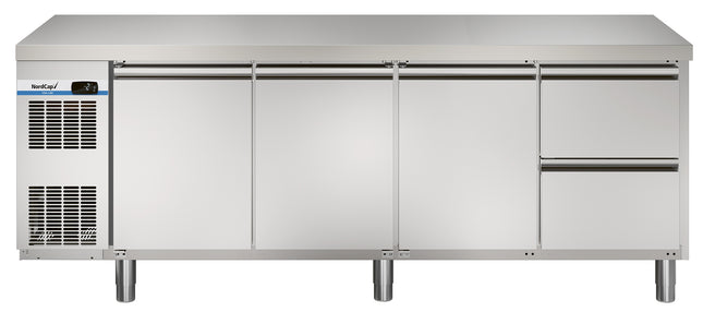 NordCap COOL-LINE Kühltisch KT-CL 2149 3T 2Z mit 3 Türen und 2 Halbschubladen für GN 1/1-150