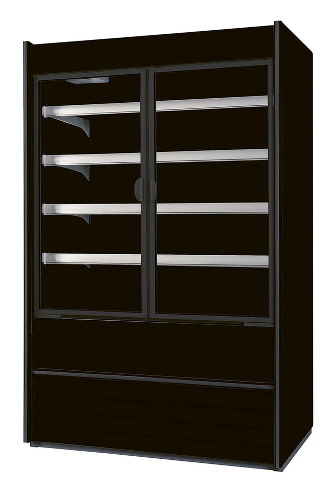 NordCap Wandkühlregal ALASKA 150 SLIM ENERGY DR BLACK mit Drehtüren