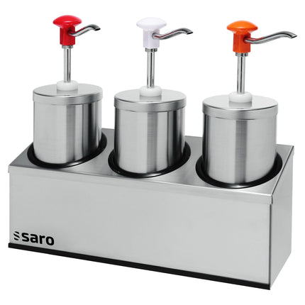 Saro Saucenspender 3 x 2 25 ltr. Modell PD-006 Edelstahl Chrom Kunststoff