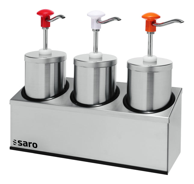Saro Saucenspender 3 x 2 25 ltr. Modell PD-006 Edelstahl Chrom Kunststoff
