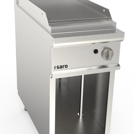 Saro Gasgriddleplatte 400 mm breit Standgerät gerillt Modell LQ / FTG2BAR