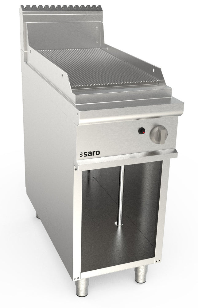 Saro Gasgriddleplatte 400 mm breit Standgerät gerillt Modell LQ / FTG2BAR
