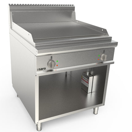 Saro Elektrogriddleplatte 800 mm breit Stand gerillt Modell LQ / FTG4BAR 12 kW