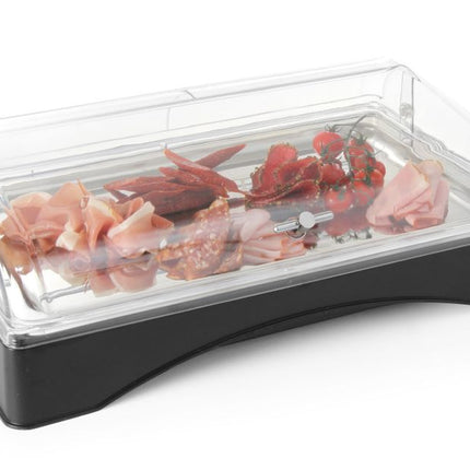 HENDI Rolltop-Display gekühlt - GN 1 / 1 – Set inkl. Kühlelement – 555 × 357 × 175 mm – weitere Produktansicht