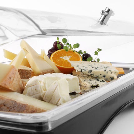 HENDI Rolltop-Display gekühlt - GN 1 / 1 – Set inkl. Kühlelement – 555 × 357 × 175 mm – Detailansicht