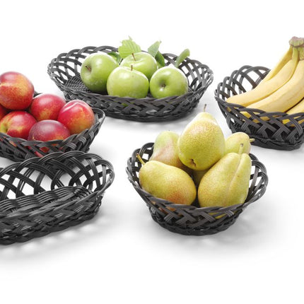 HENDI Körbe mit gewebtem Rand – oval – Schwarz – 320 × 230 × 55 mm – weitere Produktansicht