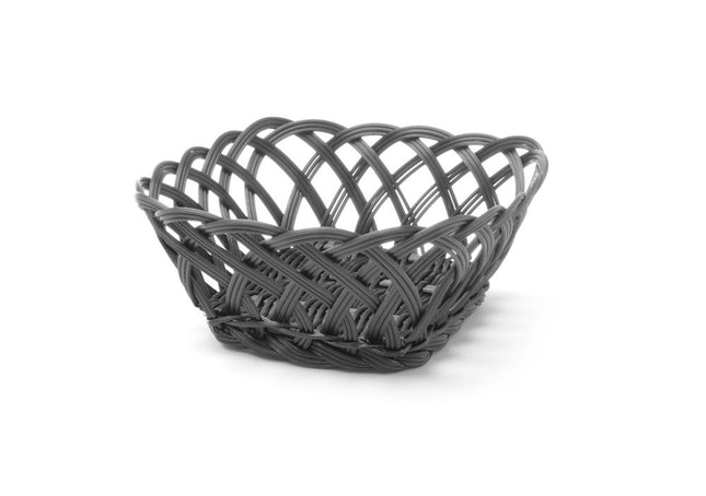 HENDI Körbe mit gewebtem Rand – quadratisch – Schwarz – 190 × 190 × 80 mm – Produktansicht