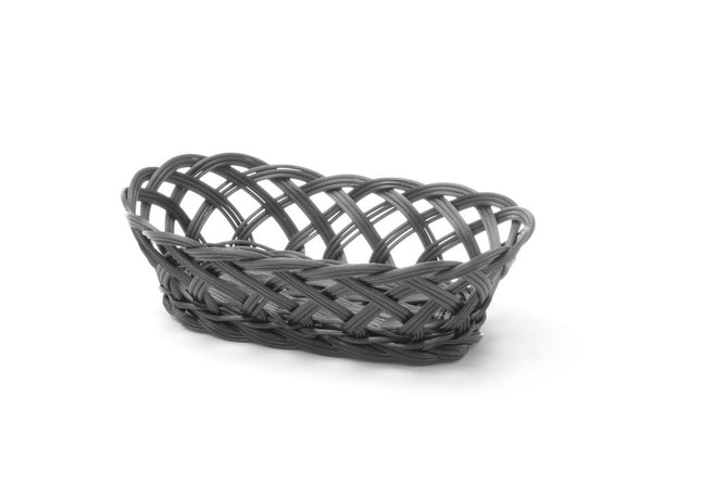 HENDI Körbe mit gewebtem Rand – oval – Schwarz – 225 × 130 × 55 mm – Produktansicht