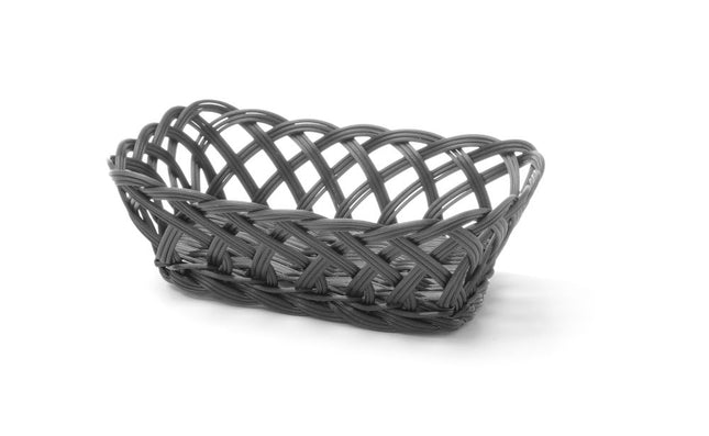 HENDI Körbe mit gewebtem Rand – rechteckig – Schwarz – 225 × 150 × 65 mm – Produktansicht
