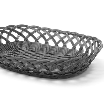 HENDI Körbe mit gewebtem Rand – oval – Schwarz – 320 × 230 × 55 mm – Produktansicht