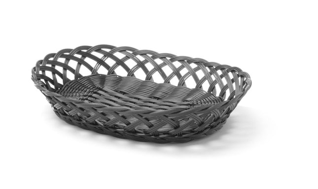 HENDI Körbe mit gewebtem Rand – oval – Schwarz – 320 × 230 × 55 mm – Produktansicht