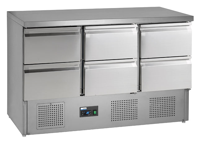 NordCap COOL-LINE Kühltisch KT 13 6Z mit 6 Halbschubladen für GN 1/1-100