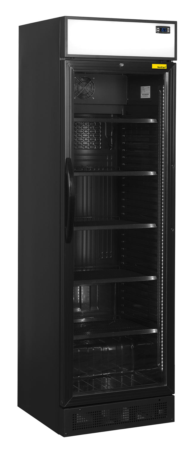 NordCap Getränkekühlschrank KU 385 G-CP II BLACK mit Glastür