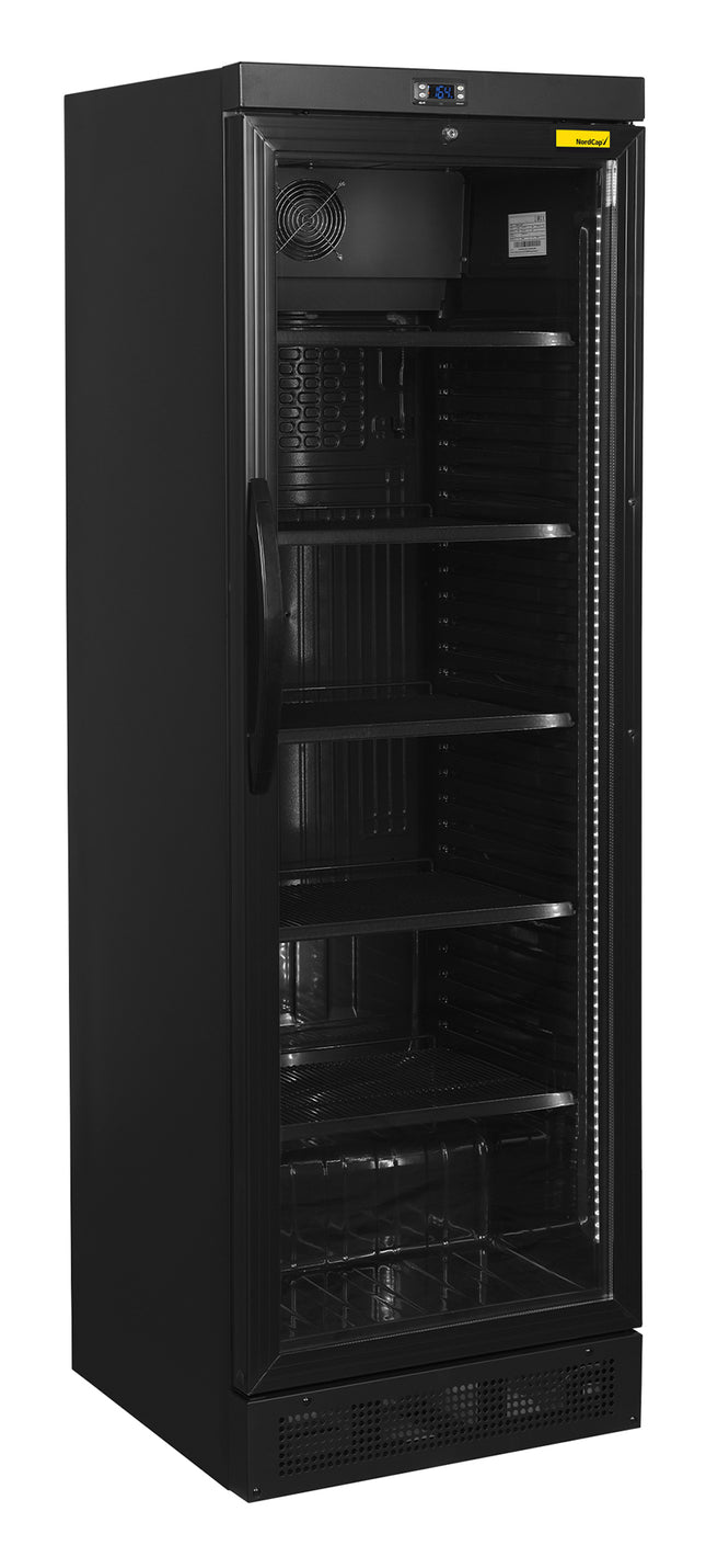 NordCap Getränkekühlschrank KU 385 G II BLACK mit Glastür