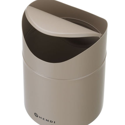 HENDI Tischabfalleimer mit Schwingdeckel – 1 – 2 l – Beige – Ø 120 × H 165 mm – Detailansicht
