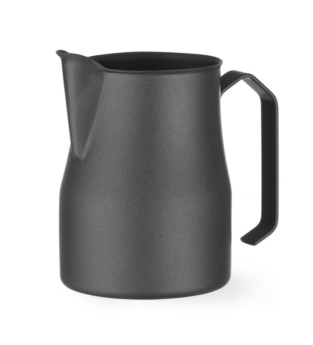 HENDI Milchkännchen mit V-förmigem Ausguss – mattschwarz – 0.7 l – Schwarz – Ø 84 × H 130 mm – Produktansicht