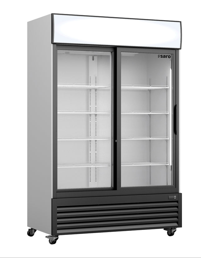 Saro Kühlschrank mit Glasschiebetüren + Werbetafel Modell GTK 700 SD 643 L