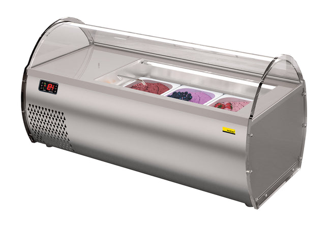 NordCap Auftisch-Eisvitrine MICROGEL 3 für 3 x 5 l Eisschalen