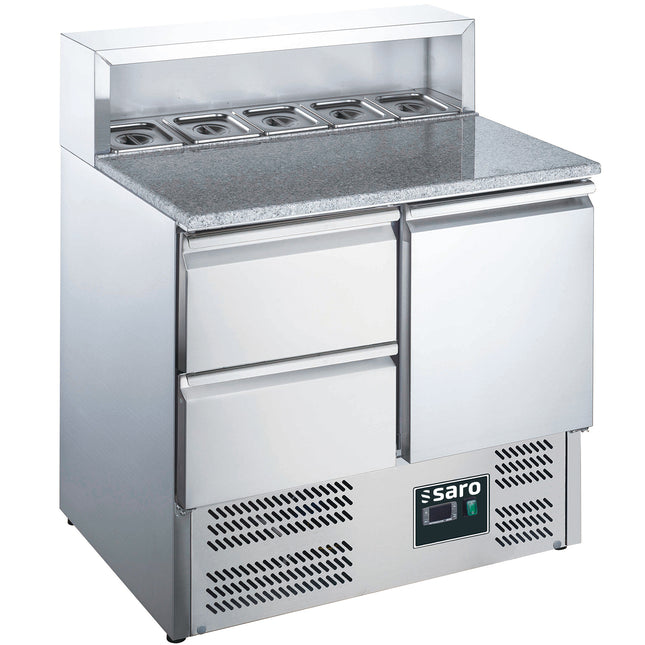 Saro Pizzatisch 1 Tür + 2 Schubladen mit Aufsatz Modell EPS 900 1/2 198 L