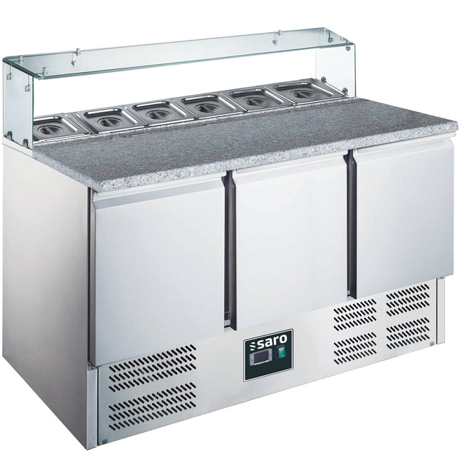 Saro Pizzatisch 3 Türen Glasaufsatz Modell EPS 903 G 3.5E+2 L