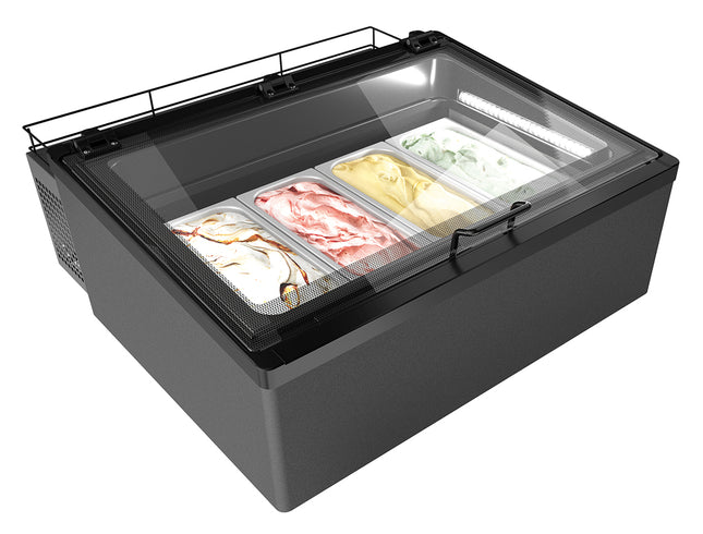NordCap Auftisch-Eisvitrine MINI CREAM 4V LED GRAU für 4 x 5 l Eisschalen
